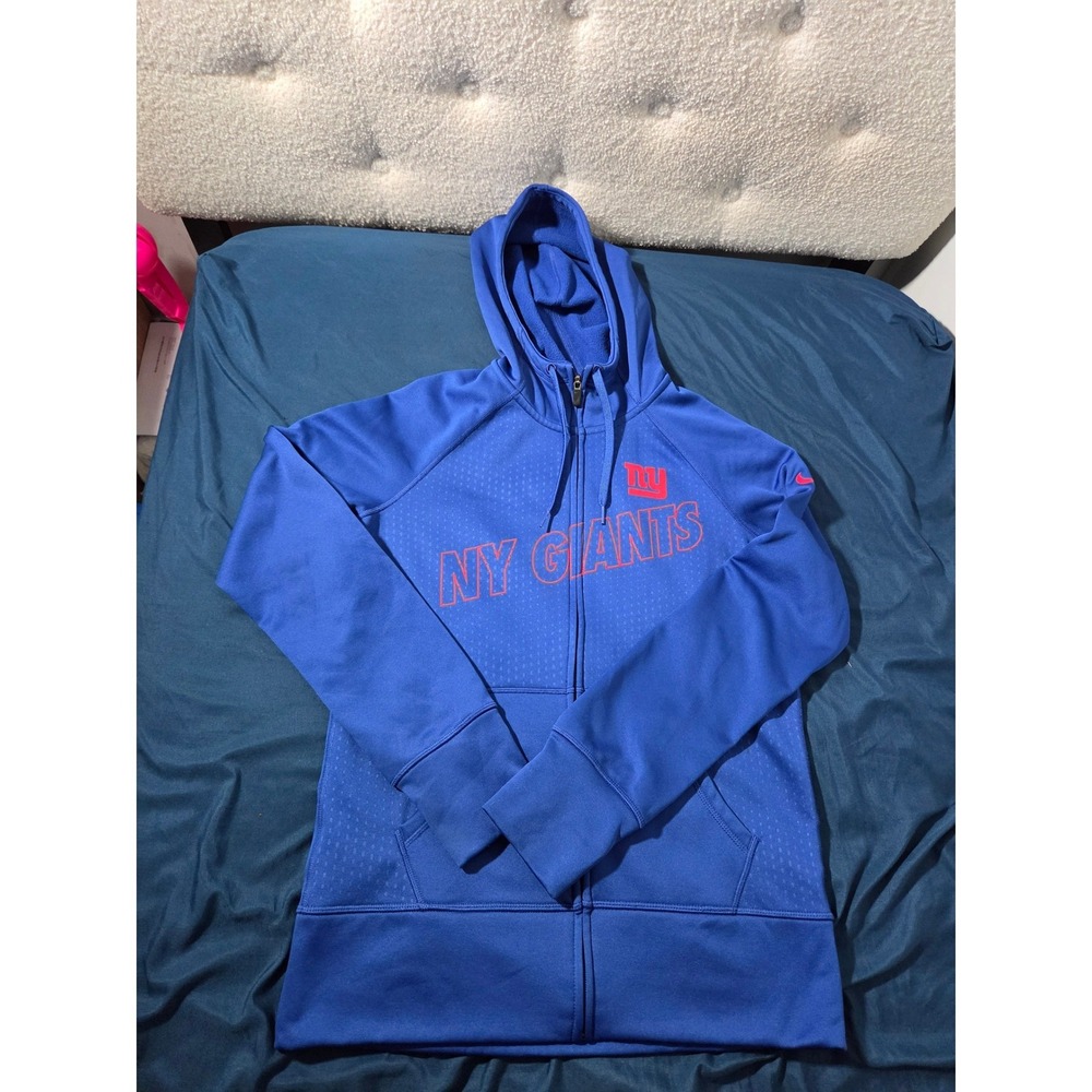 Nike NFL New York Giants Therma-FIT Full Zip Hoodie Mens Medium Blue Sweatshirt